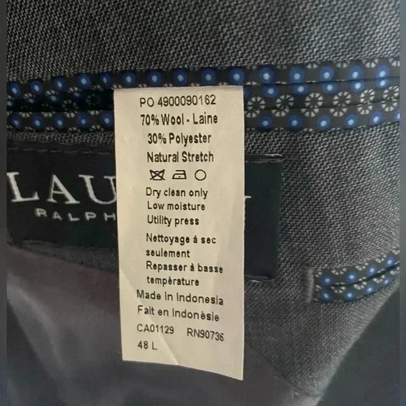 Lauren Ralph Lauren 48L Heather Gray Tweed Blazer Jacket Button Wool Blend Grey - Picture 3 of 14